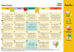 Comedor escolar: menú abril